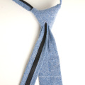 Fashion Chambray Blue Cotton Zipper Kids Tie